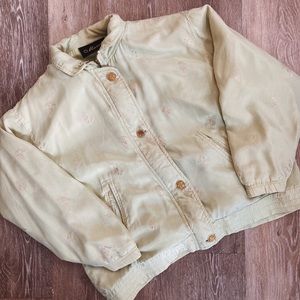 Vintage Silk Pastel Green Butterfly Windbreaker